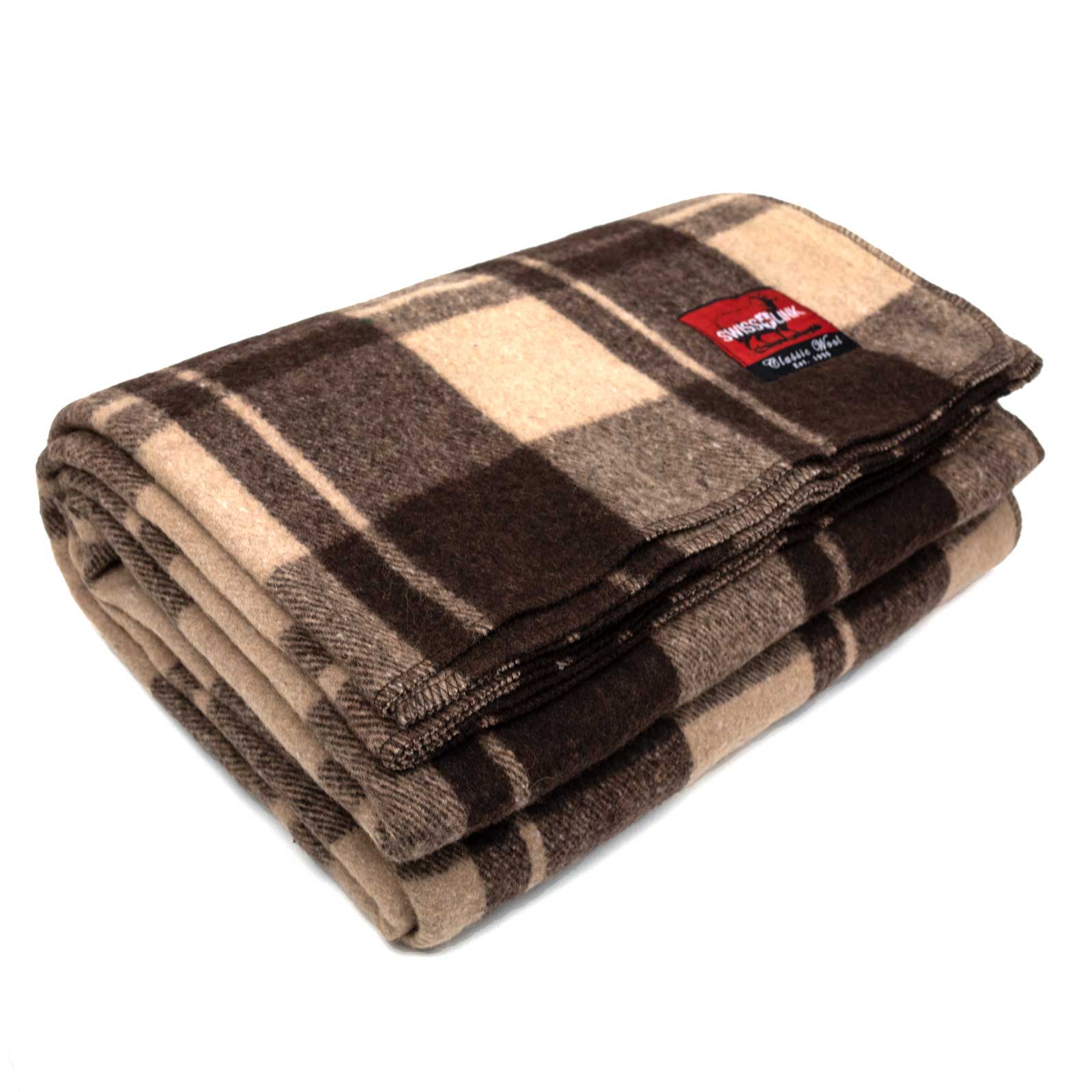 New Plaid Wool Blanket (Brown)